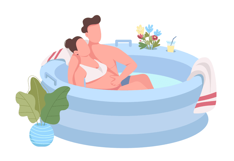 Schwangeres Paar bei Geburt im Pool